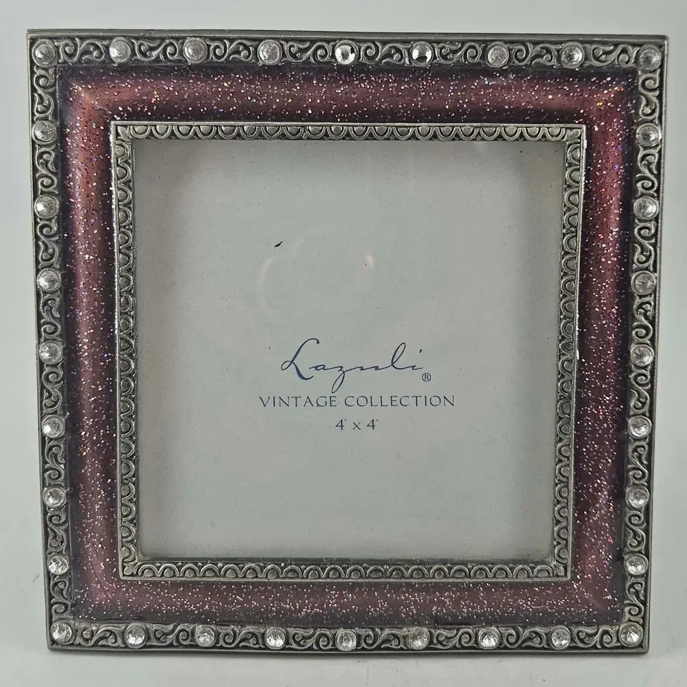 Lazuli Vintage Collection jeweled pink glitter enamel photo picture frame